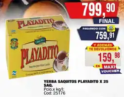 Maxiconsumo Playadito yerba saquitos oferta