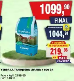 Maxiconsumo La Tranquera Liviana yerba oferta