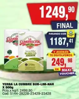 Maxiconsumo La Cumbrecita yerba oferta