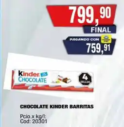 Maxiconsumo Kinder barritas oferta
