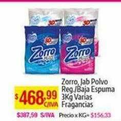 Zorro Jab Polvo Reg. Baja Espuma 3kg Varias Fragancias