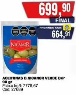 Maxiconsumo D.nicanor aceitunas verde d/p oferta