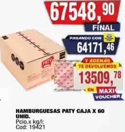 Maxiconsumo Paty hamburguesas caja oferta