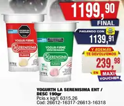 Maxiconsumo La serenisima yogurth ent/ desc oferta