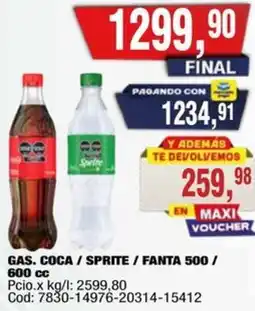 Maxiconsumo Coca / sprite / fanta gas oferta