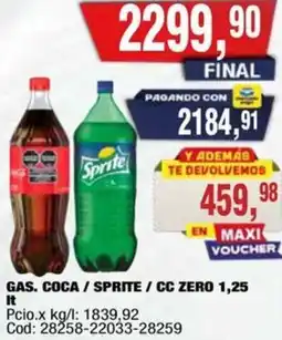 Maxiconsumo Coca / sprite gas. cc zero oferta