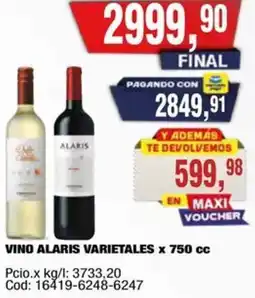 Maxiconsumo Alaris vino varietales oferta