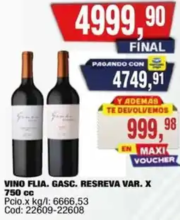 Maxiconsumo Flia. gasc. vino resreva var. oferta