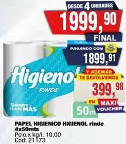 Maxiconsumo Higienol papel higienico rinde oferta