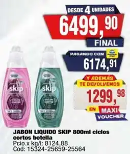Maxiconsumo Skip jabon liquido ciclos cortos botella oferta