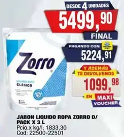 Maxiconsumo Zorro jabon liquido ropa d/ pack oferta