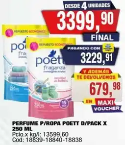 Maxiconsumo Poett perfume p/ropa d/pack oferta