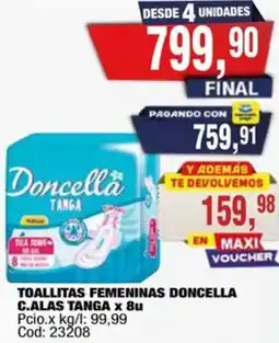 Maxiconsumo Doncella toallitas femeninas c.alas tanga oferta