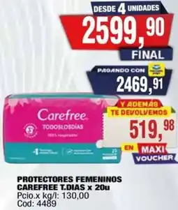 Maxiconsumo Carefree protectores femeninos t.dias oferta