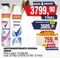 Maxiconsumo Rexona antitranspirante oferta