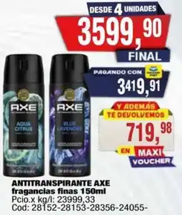 Maxiconsumo Axe antitranspirante fragancias finas oferta