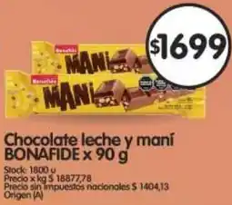 Supermercados Buenos Días Bonafide chocolate leche y maní oferta