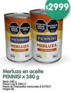 Supermercados Buenos Días Pennisi merluza en aceite oferta