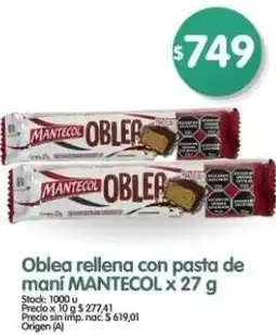 Supermercados Buenos Días Mantecol oblea rellena con pasta de maní oferta