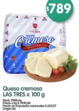 Supermercados Buenos Días Las tres queso cremoso oferta