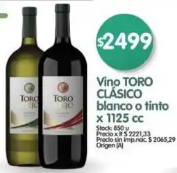 Supermercados Buenos Días Toro clásico vino blanco o tinto oferta