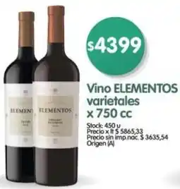 Supermercados Buenos Días Elementos vino varietales oferta