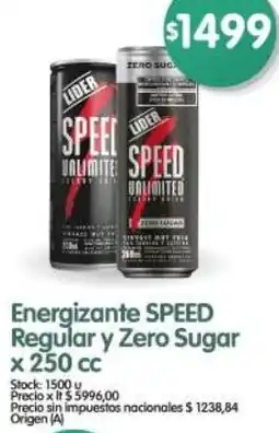 Supermercados Buenos Días Speed energizante regular y zero sugar oferta