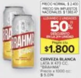 Brahma cerveza blanca lata