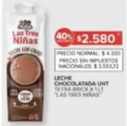 Carrefour Las tres niñas leche chocolatada uht tetra brik oferta