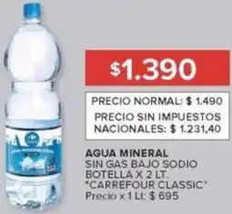 Carrefour Carrefour classic agua mineral sin gas bajo sodio botella oferta