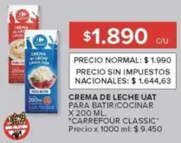 Carrefour Carrefour classic crema de leche uat para batir/cocinar oferta