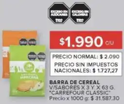 Carrefour Carrefour classic barra de cereal v/sabores oferta