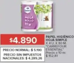Carrefour Carrefour essential higienico papel hoja simple oferta