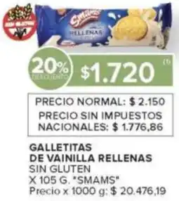 Carrefour Smams galletitas de vainilla rellenas sin gluten oferta