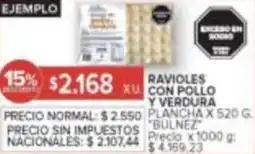 Carrefour Bulnez ravioles con pollo y verdura plancha oferta