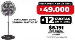 Supermayorista Vital Ventilador de pie ventisol plástico 18" oferta
