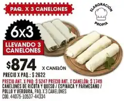 Coto Canelones de ricota y queso / espinaca y parmesano / pollo y verdura, paq. oferta