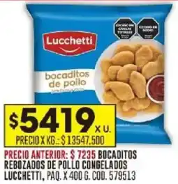 Coto Lucchetti bocaditos rebozados de pollo congelados paq. oferta