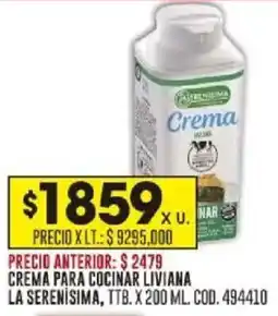 Coto La serenisima crema para cocinar liviana ttb. oferta