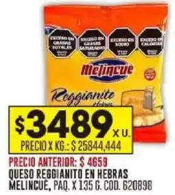 Coto Melincue queso reggianito en hebras paq. oferta