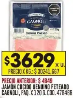 Coto Cagnoli jamón cocido genuino feteado paq. oferta