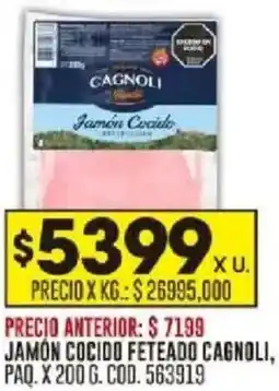 Coto Cagnoli jamón cocido feteado paq. oferta