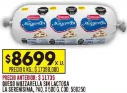 Coto La serenisima queso mozzarella sin lactosa paq. oferta