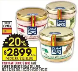 Coto Ciudad del lago pate varios sabores fco. oferta