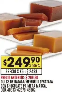 Coto Dulce de batata/membrillo/batata con chocolate primera marca oferta