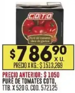 Coto Coto puré de tomates ttb. oferta
