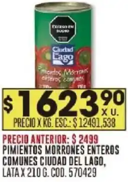 Coto Ciudad del lago pimientos morrones enteros comunes lata oferta