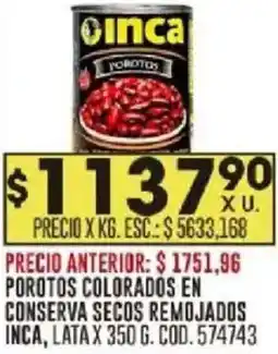 Coto Inca porotos colorados en conserva secos remojados lata oferta