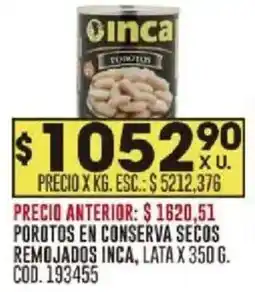 Coto Inca porotos en conserva secos remojados lata oferta