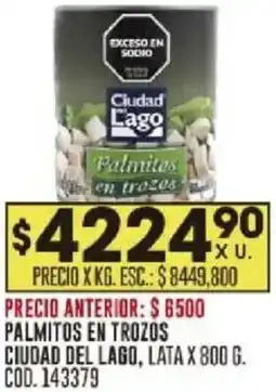 Coto Ciudad del lago palmitos en trozos lata oferta